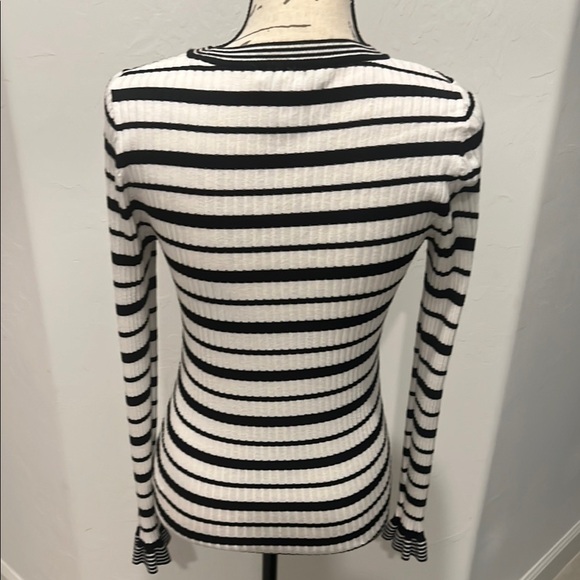 WHBM Striped Black and White Ribbed Women's Sweater - Picture 2 of 5